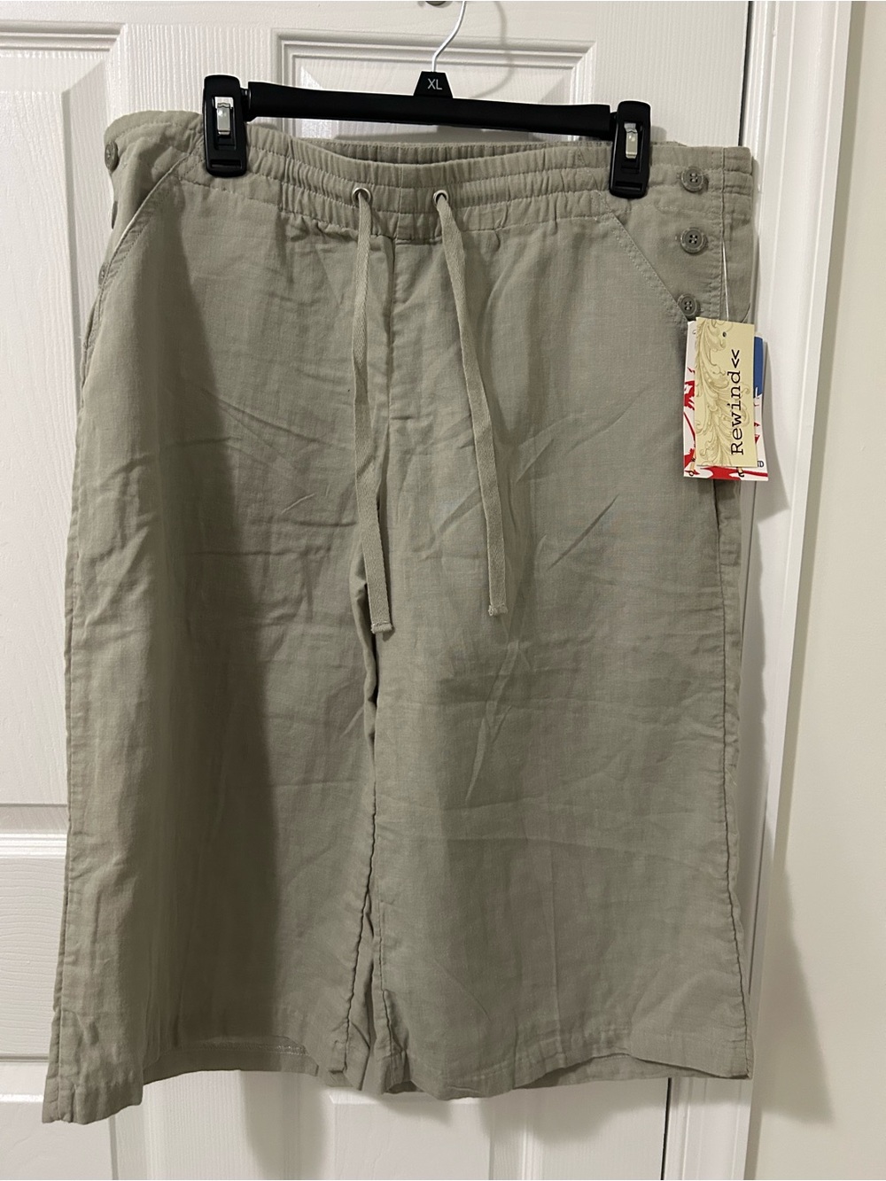 Rewind Women's Drawstring Linen-Blend Shorts Size Large NWat